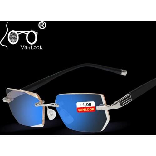 Vanlook Mens Rimless Reading Glasses of Degree Antireflective Eye Glasses with Diopters for Sight Vision +1 1.5 2 2.5 3 3.5 4