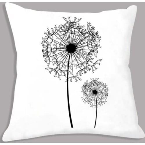 Dandelion Flower Minimalist Cushion Makeup Black White Decorative Cushion for Sofa Throw Pillows For Children Room Decoration