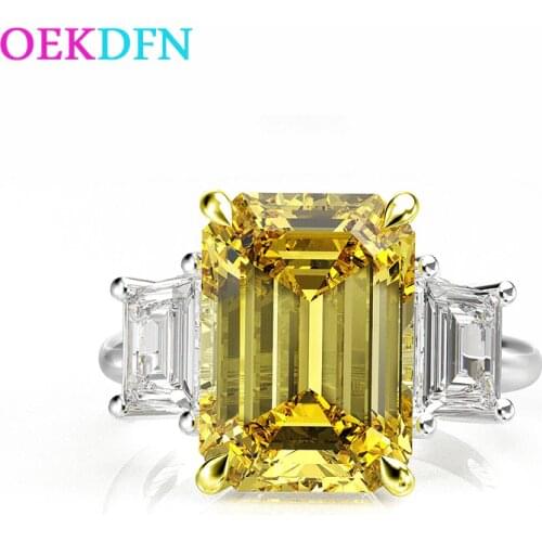 OEKDFN Luxury 925 Sterling Silver Ring For Women 10*14mm AAAAA+ Zircon Wedding Engagement Jewelry Anniversary Rings Gift
