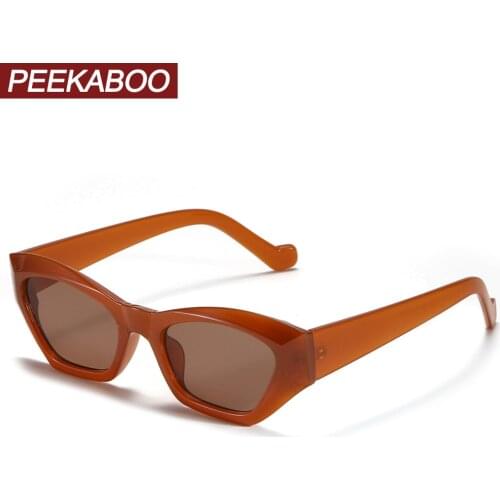 Peekaboo cat eye sunglasses women brown black uv400 ladies sun glasses vintage men 2021 accessories summer hot-selling