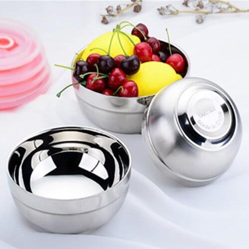 Platinum Vacuum Bowl Stainlesss Steel Anti-hot Double Layer Insulation Vintage Bowl Different Hot