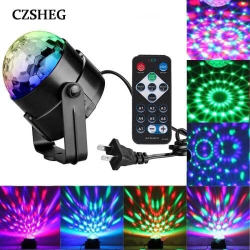 Mini RGB LED Crystal Magic Ball Stage Effect Lighting Beam Light Bulb Laser Show Party Dj Disco Club Light