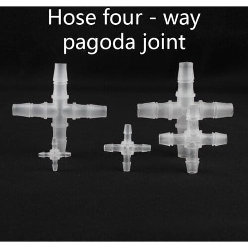 Hose four - way pagoda joint Hose Cross Straight Connector Four(4) Way Aquarium Splitter Fish Tank Joint Air Pump Adapter 5 Pcs