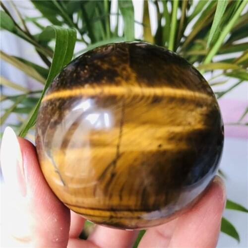 Dark Yellow Asian Rare Tiger Eye Ball Sphere Quartz Crystal Healing Ball Craft Decorative Ball