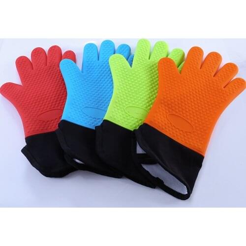 High Temperature Microwave Oven Gloves Insulated Gloves Long Plus Cotton Oven Baking Anti-hot Gloves