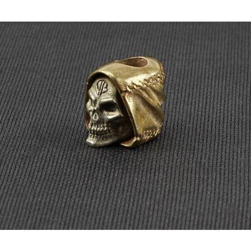 1pcs Hoods Skull Brass Knife Umbrella Rope Cord Pendant DIY Copper Hat Skull Paracord Pendant