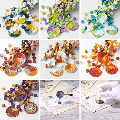 100pcs Retro Octagonal Sealing Wax Beads Ancient Wax Seal Stamp Tablet Pill for Wedding Vintage Craft Decor Card Making Tools