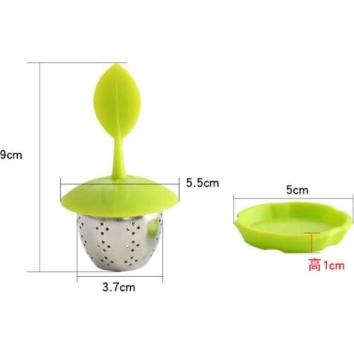 100pcs Sweet Leaf Silicone Tea Infuser Reusable Strainer Drop Tray Novelty Tea Ball Herbal Filter Tea Tool NO09