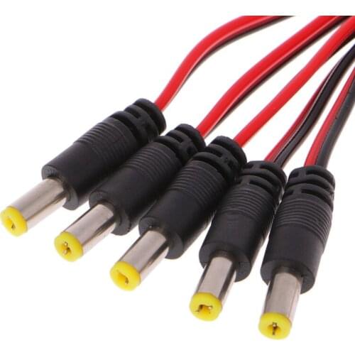 5 Pcs 5.5x2.1mm Male DC Power Plug Connector CCTV PSU Pigtail Cable Jack 12V QW