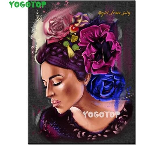 African Woman 5d Diy Diamond Painting Full red blue Flower Cross Stitch Diamond Embroidery Rhinestones Handmade Decor YY5251