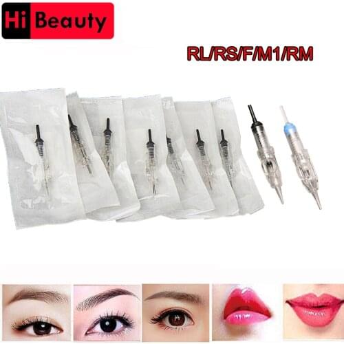 60pcs/lot Disposable Sterilized Permanent Lip Eyebrow Makeup Bayonet Small Motor Tattoo Needles Cartridge Blades