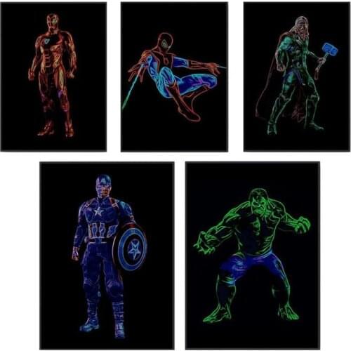 Marvel Avengers Abstract Watercolor Canvas Paintings Superhero Poster and Print Wall Art Picture for Living Room Home Decoration