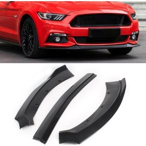 Car Front Bumper Spoiler Lip Chin Splitter Wing Body Kit For Ford Mustang 2015 2016 2017 ABS Plastic Gloss Black Carbon Pattern