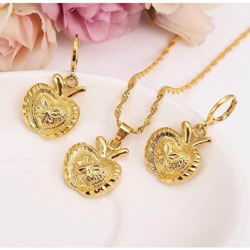 Bangrui New Christmas gold big apple Women Bridal Jewelry Set pendant Earrings African girls women kids Wedding Jewelry gift