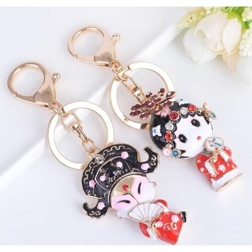 Chinese Style Heart Throb Niche Tang Bohu And Qiu Xiang Keychain For Car Key Pendant Ring Peking Opera Character Lovers