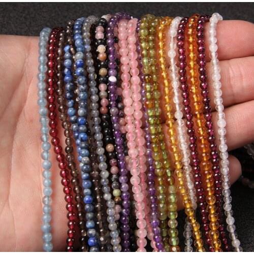 3mm Natural Labradorite Garnet Quartz Amethysts Crystal Stone Beads Round Loose Beads for Jewelry Making DIY Bracelet Necklace