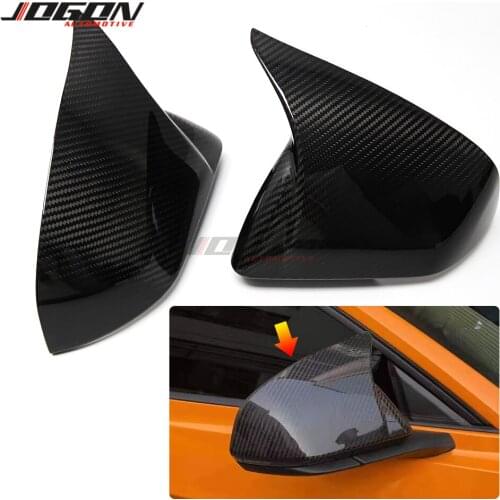 2pcs/set Real Carbon Fiber Side Wing Rearview Mirror Cap Case Shell Cover Trim Kit For Ford Mustang 2015-2019