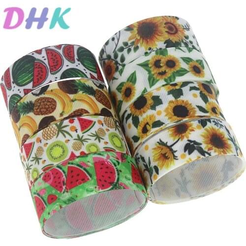 DHK 10yards sunflower watermelon Printed Grosgrain Ribbon Accessory Hairbow Headwear Decoration DIY Wholesale OEM B1883