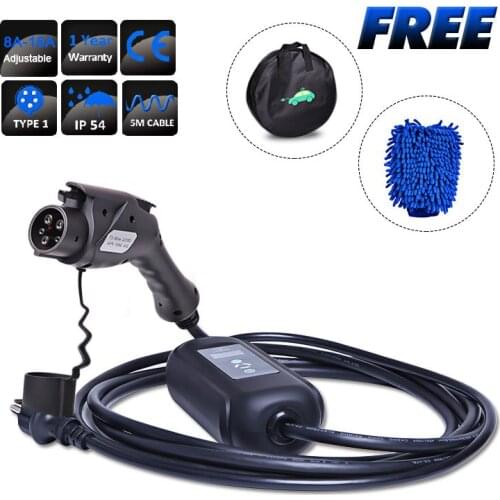 16A 3.7KW Type 1 J1772 Electric Car Charger Cable Portable With Current Adjustable CE For EVSE Charging