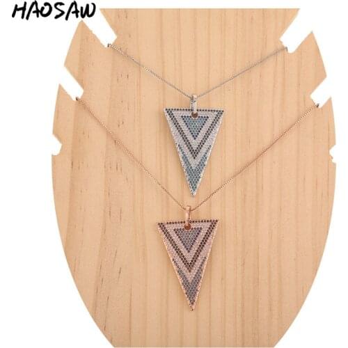 HAOSAW Choose Color/Micro Pave Charms/Triangle Pendant Necklace/Colored Stripe Lines Charm Necklace/Women Jewelry Making