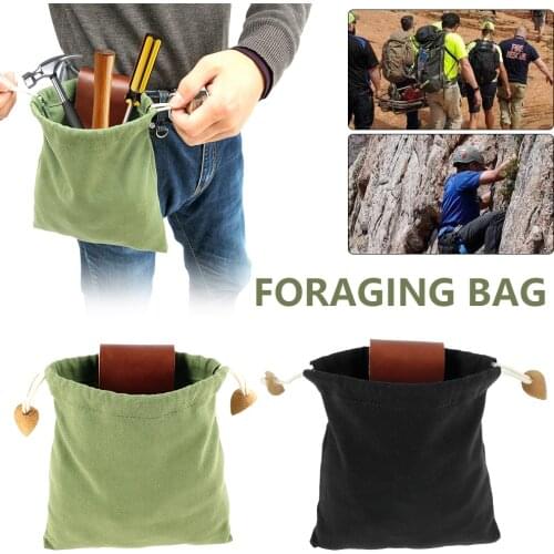Foraging Tinder Pouch Canvas Drawstring Bag Trail Camping Outdoor Hiking Picking Seashells