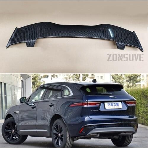 Use For Jaguar F-pace 2021 Spoiler ABS Plastic Carbon Fiber Look Hatchback Roof Rear Wing Body Kit Accessories