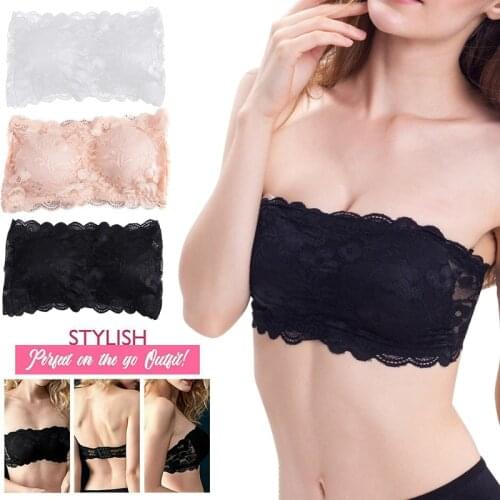 Lace Tube Bra Strapless Breathable Stretchy Soft Underwear Adjustable for Women Lady XIN-Shipping