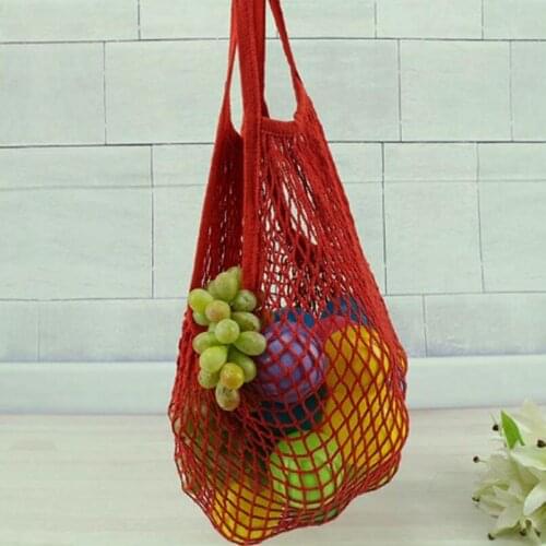 Fashion String Shopping Fruit Vegetables Grocery Bag Shopper Tote Mesh Net Woven Cotton Home Storage Bag LX5210