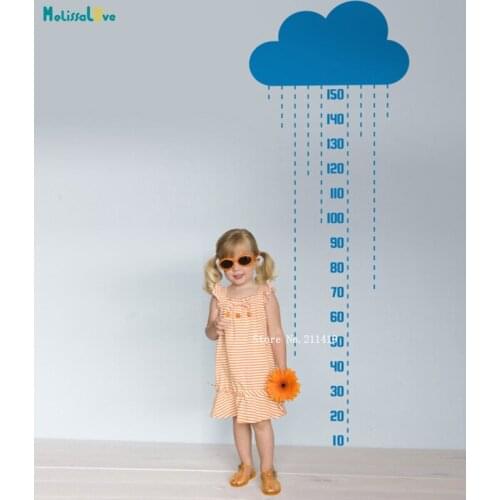 Rainy Cloud Height Chart Fixed size Wall Sticker Self-adhesive Home Nursery Recording Child Growth Decals Vinyl YT3538