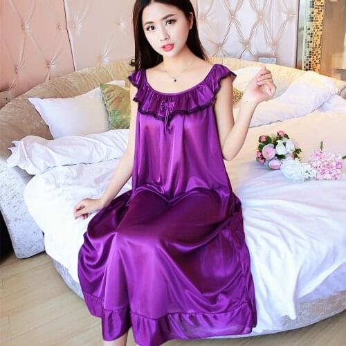Summer New Womens Sleepwear Female Sexy Spaghetti Strap Nightgown Plus Size 3XL 4XL Rayon Nightdress Short Robe Dress Gown
