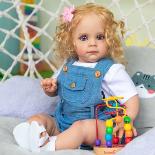 NPK 60CM Maggie Rooted Long Curly hair Handmade High Quality Reborn Toddler Detailed Lifelike Painting Collectible Art Doll