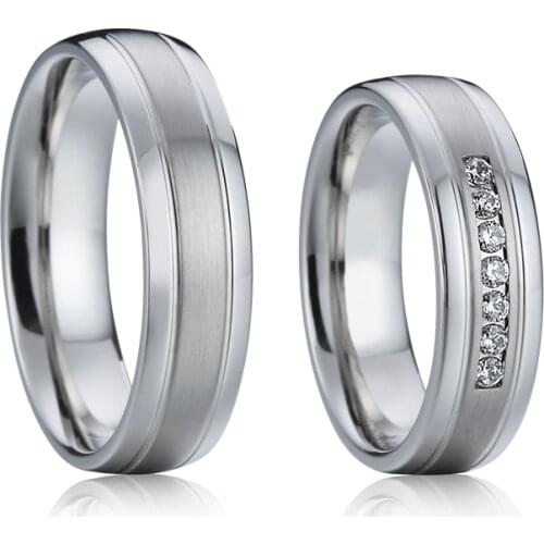 Couple wedding ring white gold silver color jewellery Alliances custom jewelry wholesale