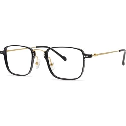 Belight Optical Men Women Ultra Light Titanium with Acetate Square Shape Prescription Eyeglasses Spectacle Frame Eyewear 1003