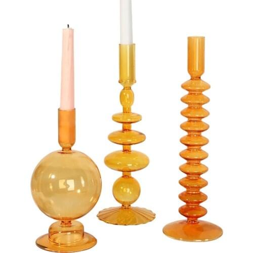 Candle Holder Nordic Home Decor Wedding Table Decoration Glass Candle Holder Crystal Vase Flower Arrangement Container Ornaments