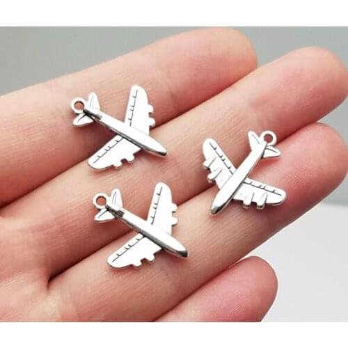 25pcs/lot--22x20mm, Airplane chams, Antique silver plated aircraft charms,DIY supplies, Jewelry accessories