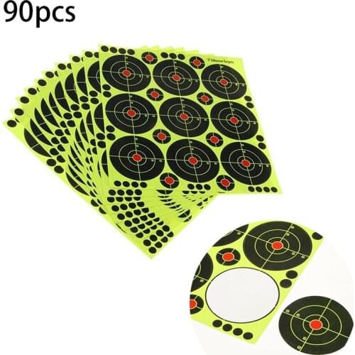 90pcs 3in Target Sheet Fluorescent Cards Sticker Splatter Objective Targets Paper Shoot Practice Stickers Shooting Accessories