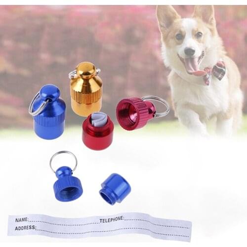 Transer Pet Supply Silver Aluminum Alloy Pet Dog Cat ID Tags Collar Attached Address Label Empty Tube 80103