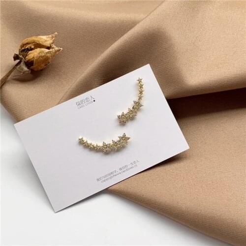 Vintage Simple Pentagram Star Rhinestone Stitching Stud Earrings Korean Earrings for Women Girls Kids Ear Jewelry Gift Wholesale