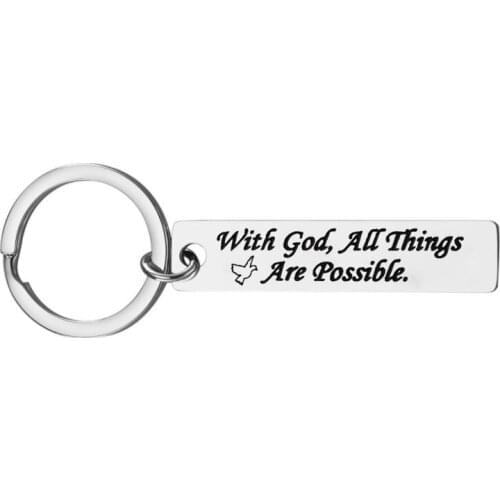 All Things are Possible Stainless Steel Keychain 2020 Inspirational Long Pendant