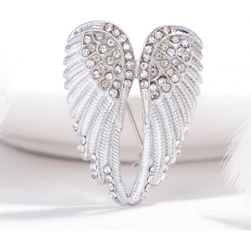 EASYA Fashion Vintage Crystal Angel Wing Brooch Pins Jewelry Women Mens Cute Enamel Brooches