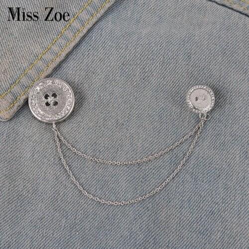 Tassel Brooch Button Round Silver Color Chains Layer Suit Neckline Decoration Women Men Jewelry Wholesale Gift for Friends