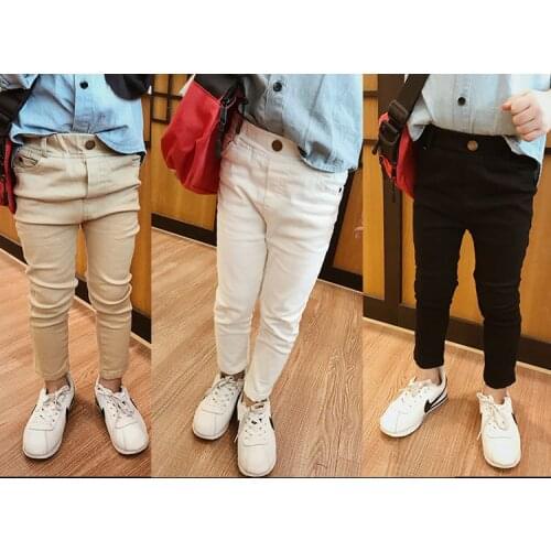 3-9 Years Baby Boys Pants Spring Autumn New Kids Korean Solid Slim Trousers Fashion Cotton Soft Elastic Waist Pants For Boy 2021