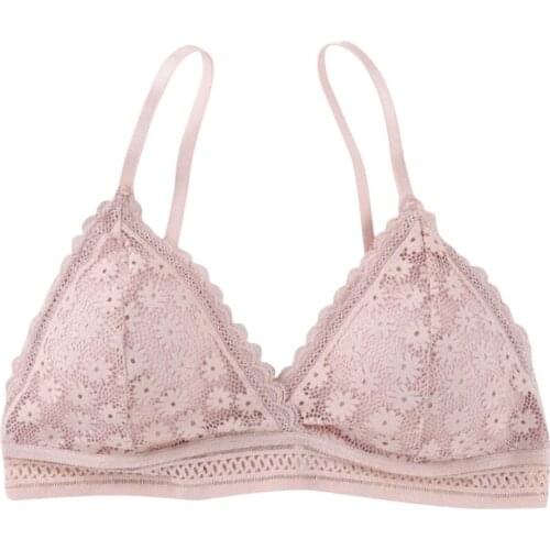 Womens New Bra Summer Sexy Lace Strap Fashion Beautiful No Steel Ring Comfortable Skin-friendly Solid Color Bra