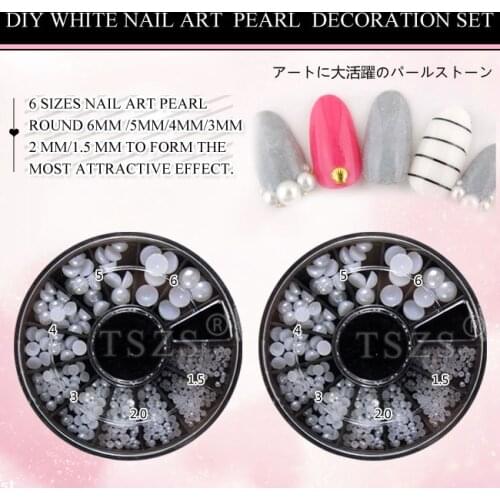 2box/lot 3D Fashion White Nail Art Tips Pearl Glitter Manicure DIY Decoration
