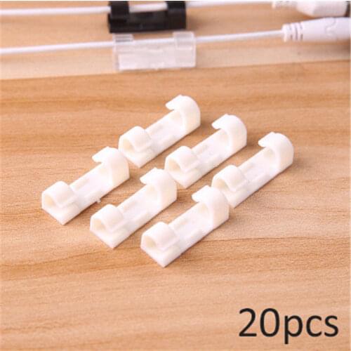 20PCS Viscosity Cable Wire Organizer Cable Drop Clip Tidy USB Charger Cord Holder Home Desktop Fitted Clamp Self-Adhesive