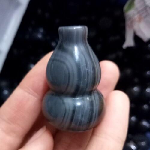 3-5cm natural obsidian crystal calabash black carved buddhist text calabash rainbow obsidian quartz calabash fengshui healing