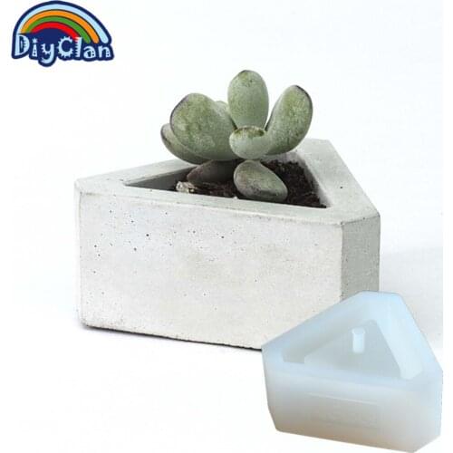 3D Concrete Flowerpot Silicone Mold Handmade Triangular Mould for Plants Cement Plate Home Decoration form mould suppliers