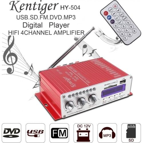 4CH x 41W HI-FI Car Audio High Power Amplifier FM Radio Player Support SD / USB / DVD / MP3 Input for Car Motorcycle