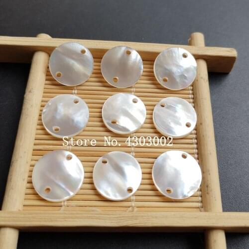 50pcs/lot 15mm Natural Round Disk Mother of Pearl shell for DIY Jewelry Double Flat Round Slice MOP mother of Pearl shell