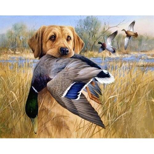 5D Diamond Embroidery Dog Hunt Duck Cross Stitch kits DIY Diamond Painting Diamond Mosaic rhinestones Home Decor love gift AZ589